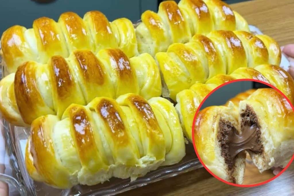 Pão doce recheado com nutella